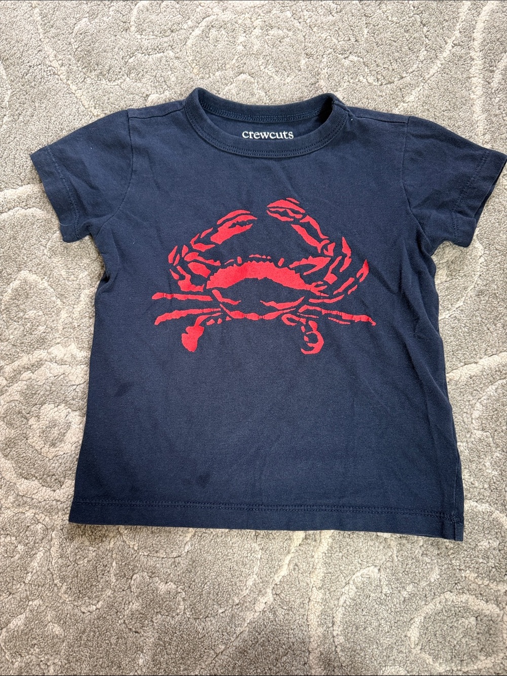 Crewcuts Navy Blue Tee with Red Crab Graphic